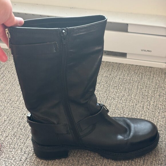 Italian Leather Biker Boots — Size 42 - Picture 5 of 7